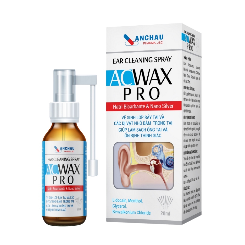 Xịt Vệ Sinh Ráy Tai Cho Bé &amp; Người Lớn Acwax Pro Giúp Làm Mềm Ráy Tai, Làm Sạch, Ổn Định Thính Giác, (Chai 20ml)