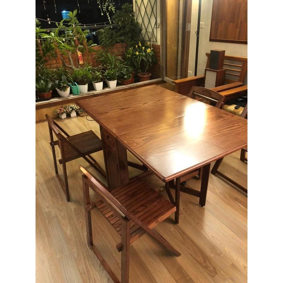 Bàn ăn Gấp Gọn Thông Minh - Gỗ Sồi - 4 Ghế .1m2 -1m4 : 0981.266. 471 - HÀ NỘI