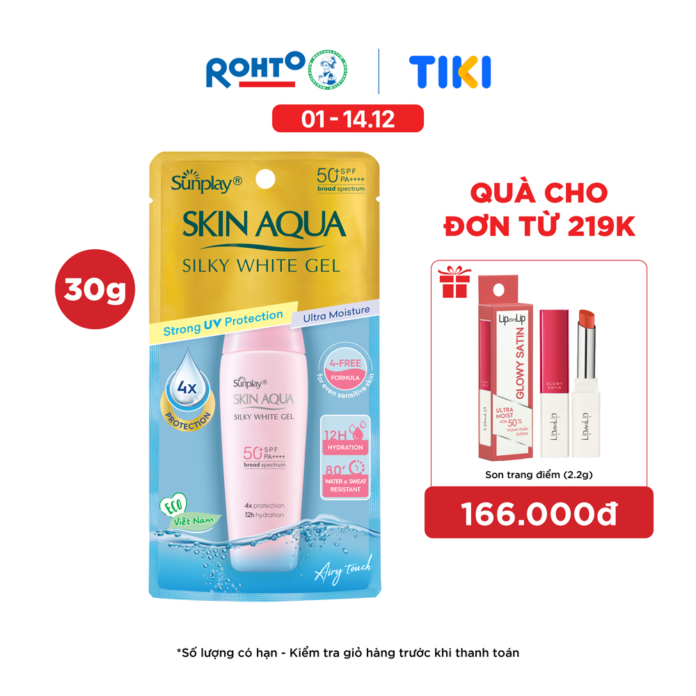 Kem Chống Nắng Skin Aqua Dưỡng Trắng &Amp; Dưỡng Ẩm, Dùng Hàng Ngày Dạng Gel Sunplay Skin Aqua Silky White Gel Eco Việt Nam Spf 50, Pa 30G