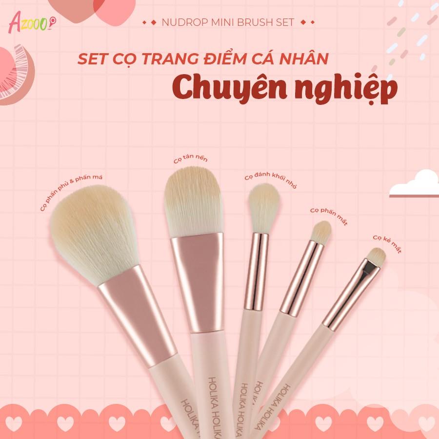 Bộ 5 cọ trang điểm mini Holika Holika Nudrop Mini Brush Set_12284