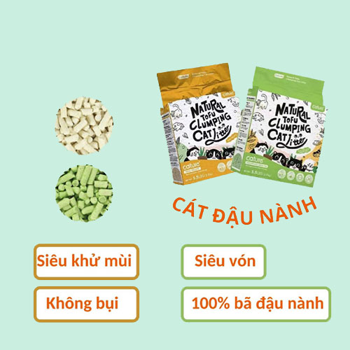 Cát đậu nành Cature Tofu Hương Sữa/Trà Xanh - Cat Litter Tofu Pellet 6L