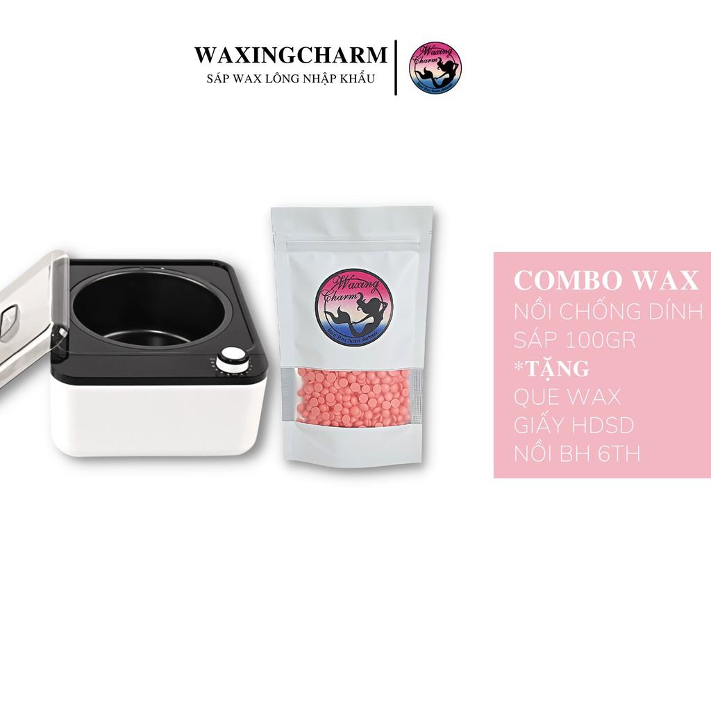 Combo Máy Nấu Sáp Chống Dính và 300gr Sáp Wax Lông Nóng Hard Wax Beans Dành Cho Nách, Body, Bikini