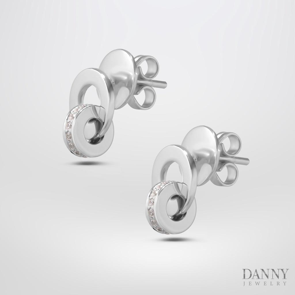 Bông Tai Nữ Danny Jewelry Bạc 925 Đính Đá CZ, Xi Vàng hồng/Rhodium BT0048