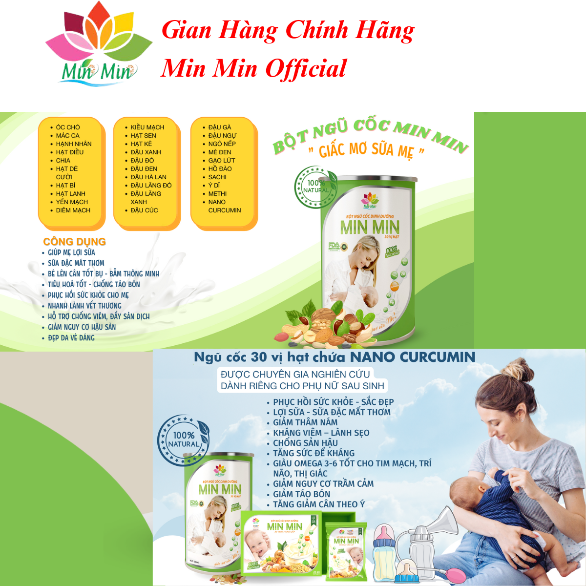 Ngũ Cốc Min Min Lợi Sữa 30 Hạt Chuyên Lợi Sữa và Phục Hồi Sức Khỏe Sau Sinh