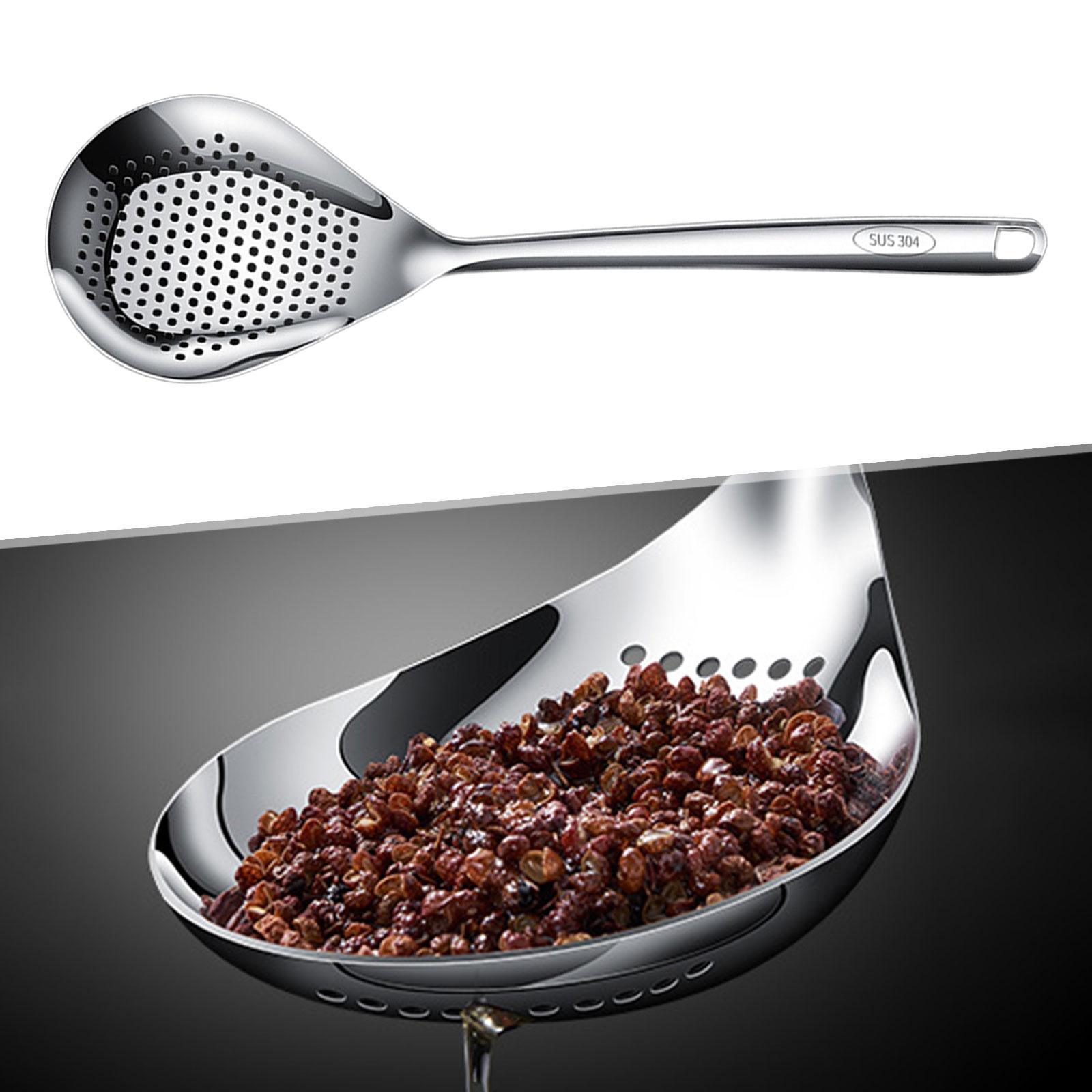 304 Stainless Steel Skimmer Slotted Spoon Durable for Frying Baking Scooping
