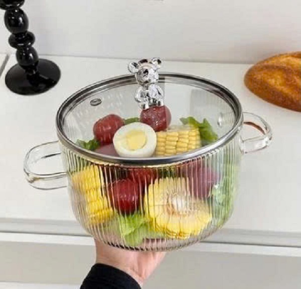 [KoSuyTu] Nồi Thủy Tinh Trong Suốt Nắp Gấu Bear 1.7L Đa Năng - Chịu Nhiệt Cao, Chiên, Nấu, Xào, Hấp, Luộc -  Sạch Sẽ, An Toàn, Thẩm Mỹ