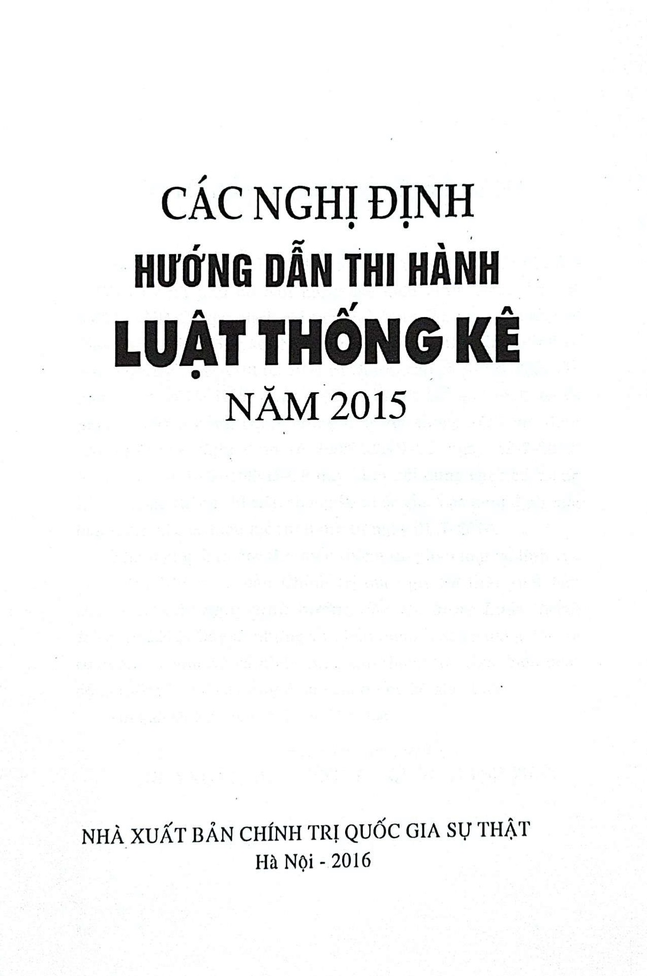 Các nghị định hướng dẫn thi hành Luật thống kê năm 2015