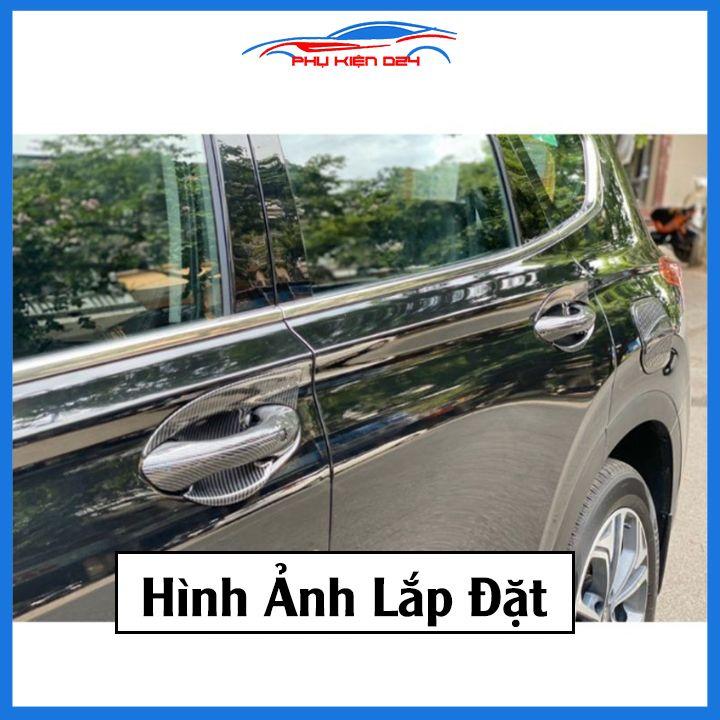 Ốp tay hõm Santafe 2019-2022 vân carbon/mạ crom chống trầy bảo vệ cửa xe ô tô