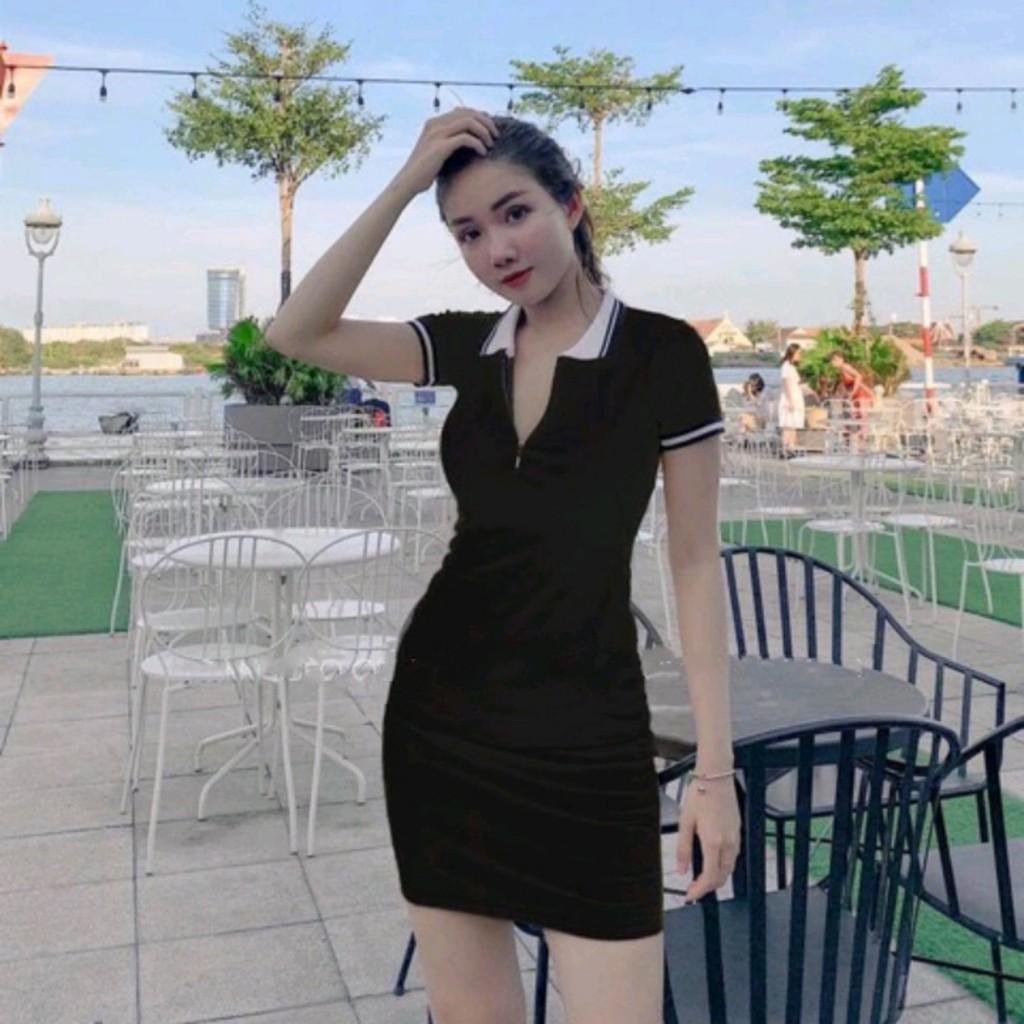 LH13 - Đầm Body Dây Kéo Cổ Sơ Mi