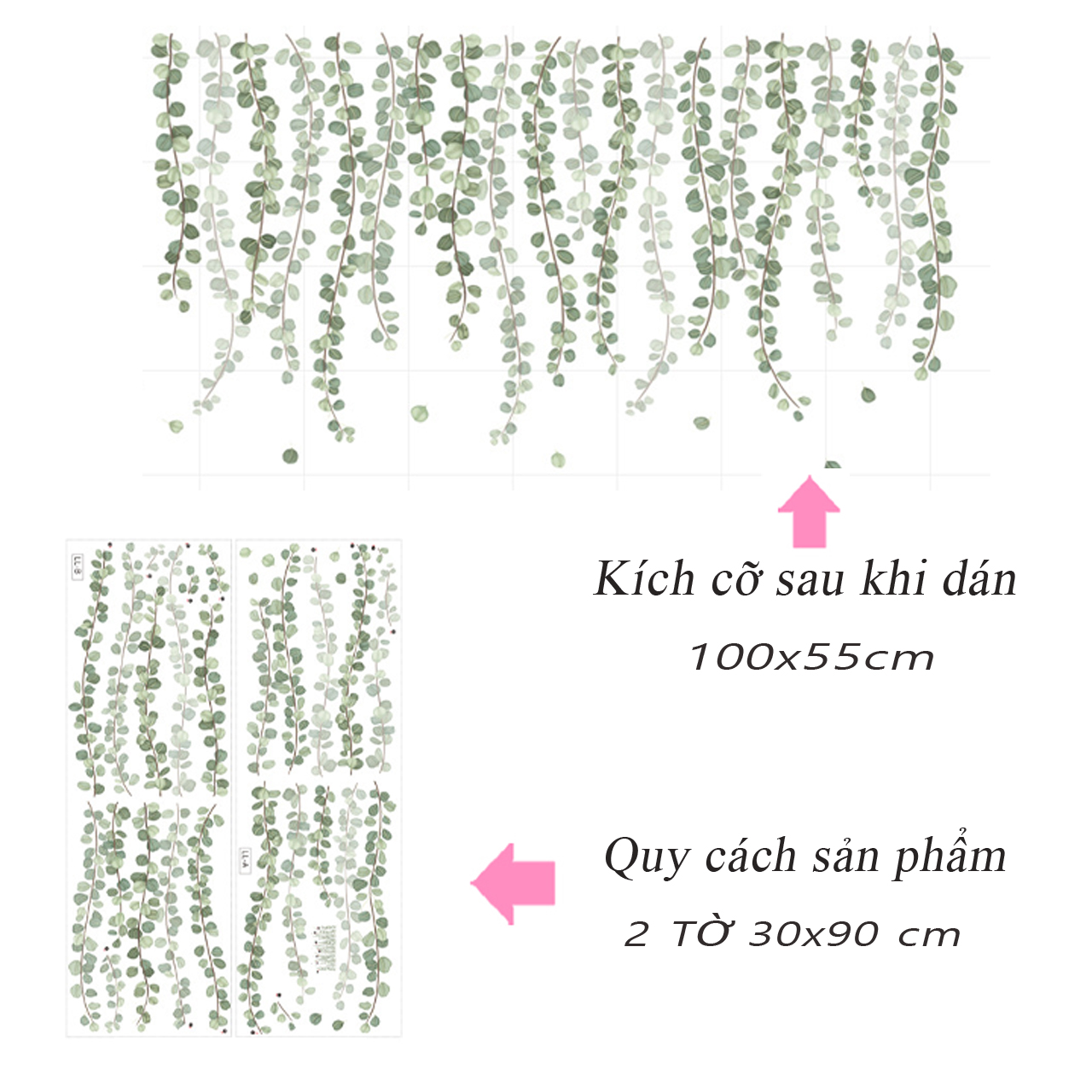 Decal dán tường trang trí phòng khách, quán cafe- Dây leo- mã sp LV78