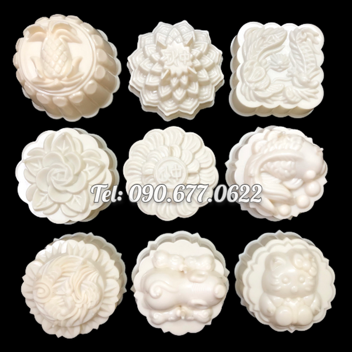 Bộ 10 khuôn rau câu trung thu loại 10 cm - Khuôn trắng – Mã số 1184