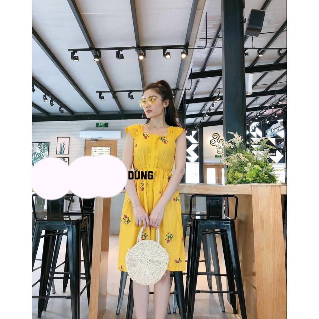 Đầm xòe thêu hoa viền bèo xinh xắn