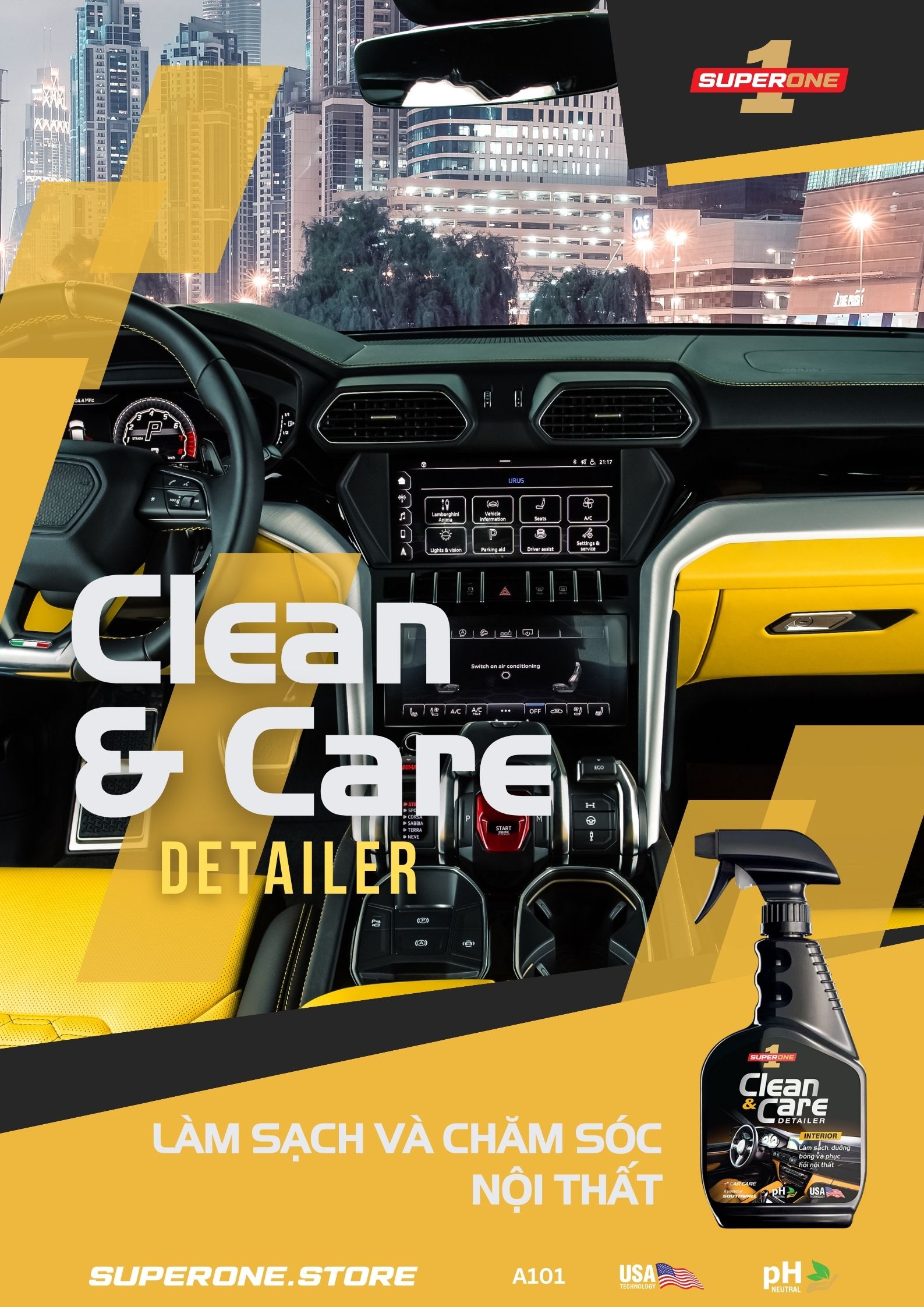 Dung Dịch Làm Sạch Và Chăm Sóc Nội Thất SUPERONE Clean And Care Detailer – Interior SOUTHWALL A101
