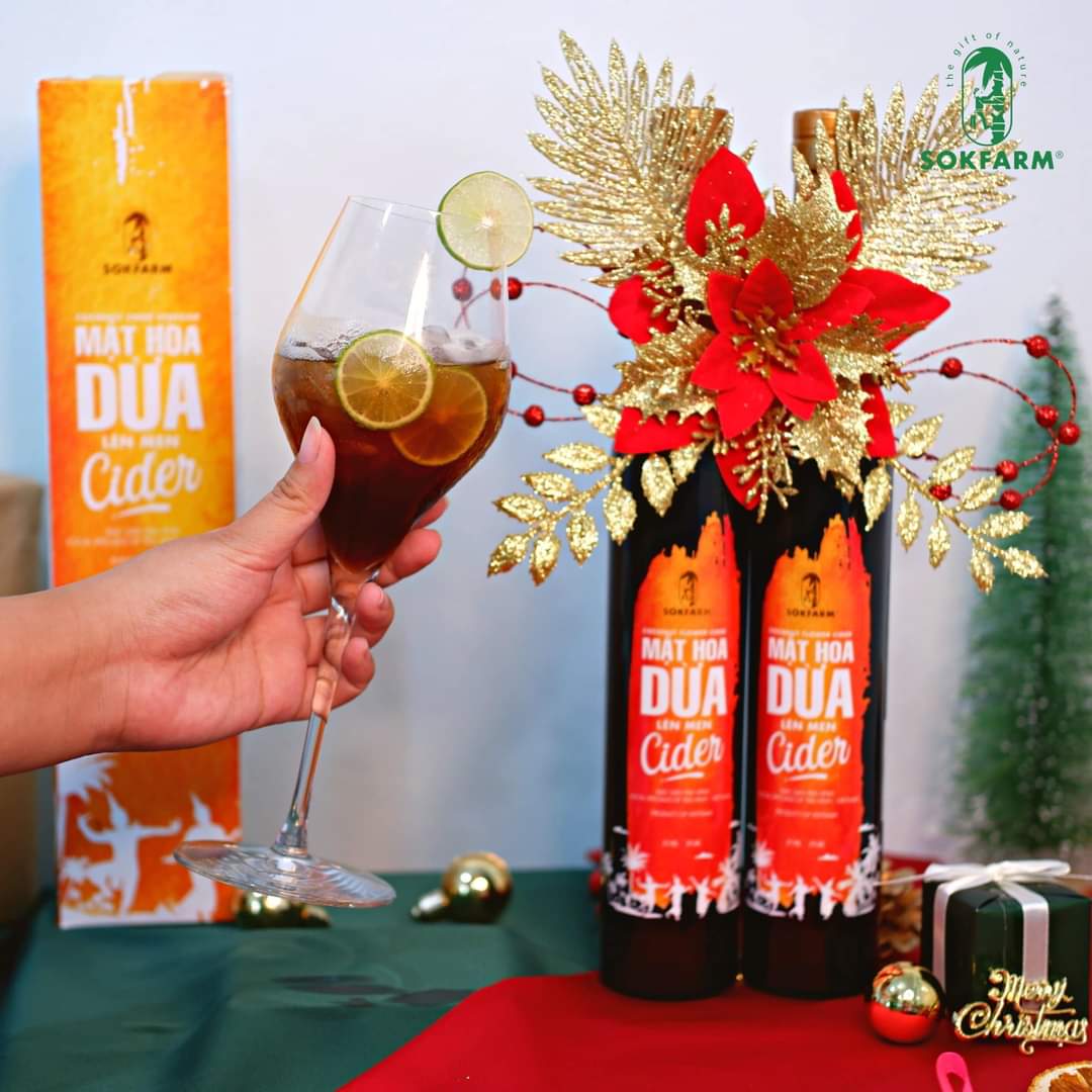 Hộp quà tết combo 2 chai cider mật hoa dừa 375ml trưng tết - Trao mật ngọt, ấm tình thân