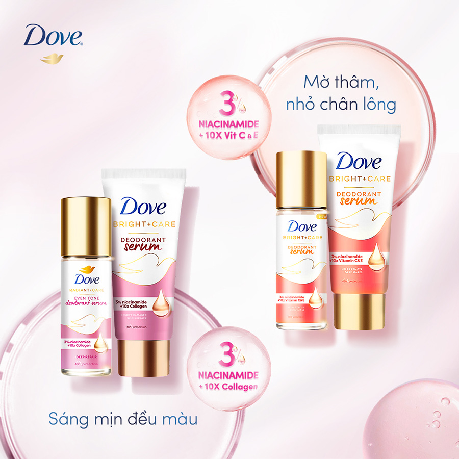 Combo 2 Kem ngăn mùi tinh chất serum vùng cánh cao cấp Dove dành cho nữ với 3% Niacinamide giúp dưỡng da sáng mịn đều màu và mờ thâm thu nhỏ lỗ chân lông 40ml