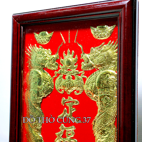 Bài vị Ông Táo dát vàng 24K Khung gỗ cao cấp