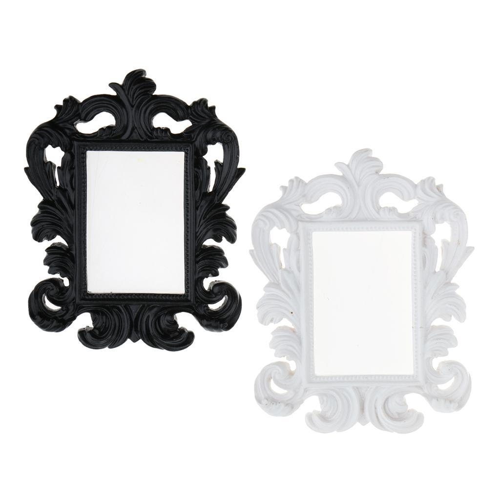 2pcs Vintage Mini Resin Picture Photo Frame Party Favor White+Black