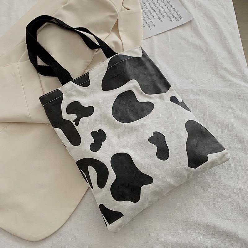 Túi tote vải bố canvas bò sữa xinh xắn Ulzzang