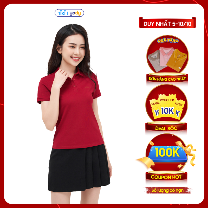 Áo polo nữ Yody, phông tay ngắn vải cotton cá sấu APN5388