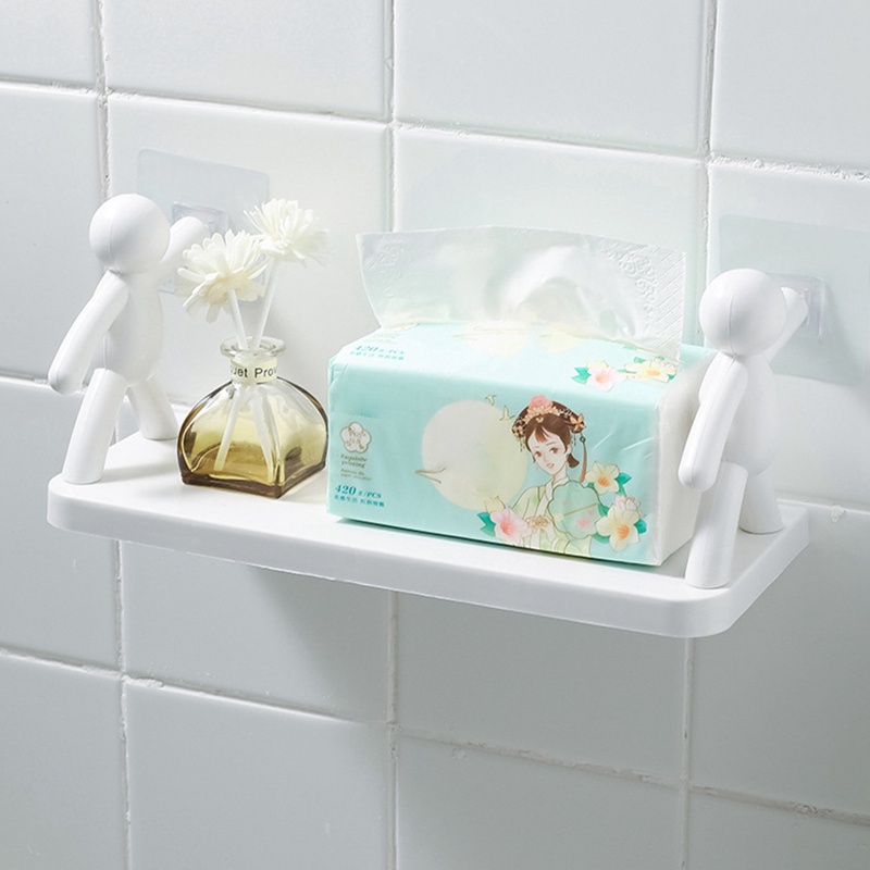 Kệ dán tường nhà tắm hình người chất liệu nhựa PP chắc chắn, Kệ đa năng để đồ hình người trắng, Kệ mỹ phẩm treo tường, decor phòng - Chính hãng MINIIN
