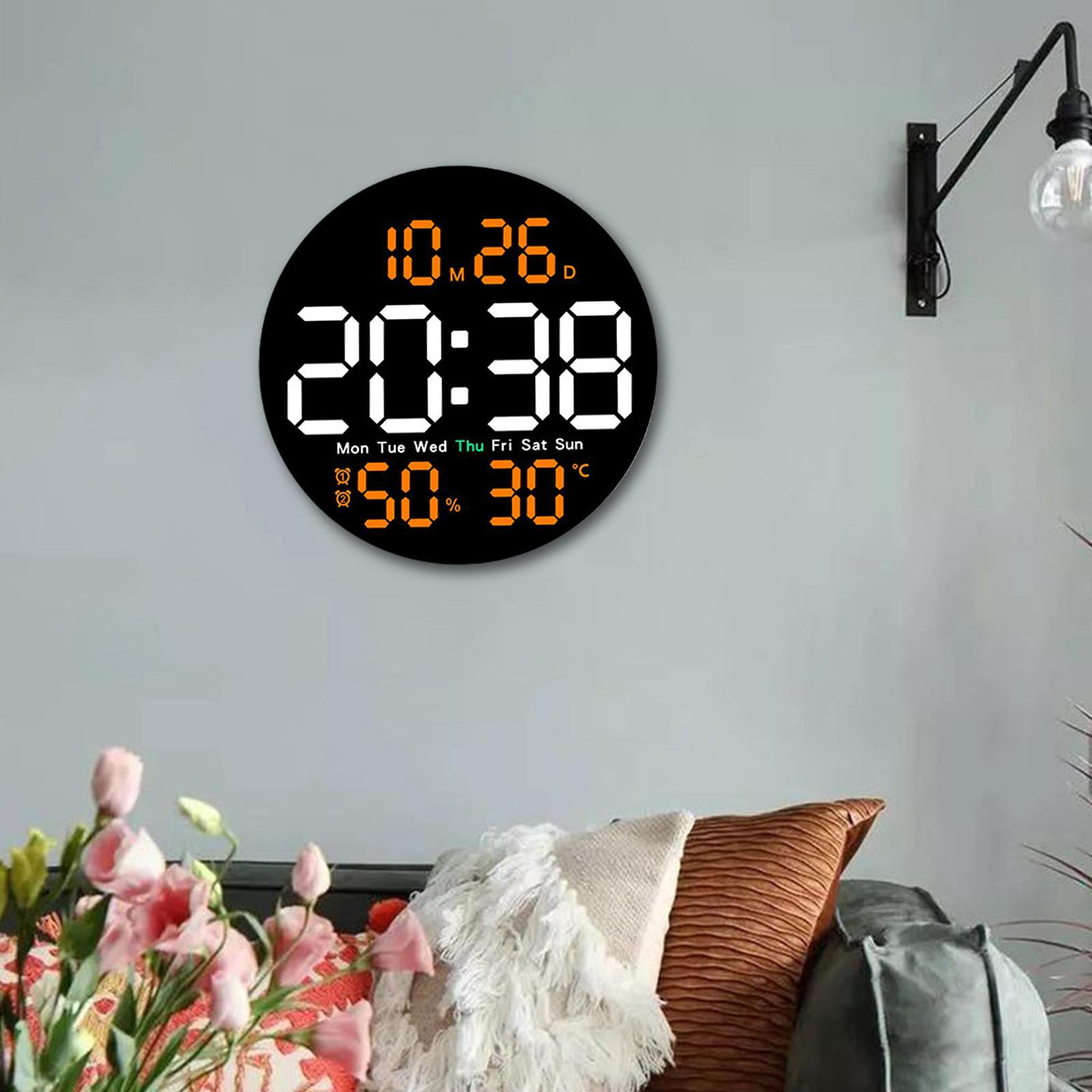 Digital Wall Clock Alarm Clock Hanging Adults Temperature/humidity Digital Clock Electronic Clock for Home Bedroom Study Room