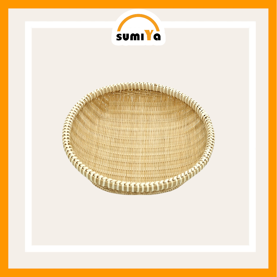 Rá tre, Rổ tre viền mây đan kín cao cấp hình tròn, nguyên liệu tự nhiên thân thiện môi trường, trang trí, để thức ăn