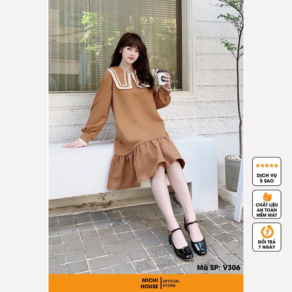 Đầm Suông Rộng Dáng Đuôi Cá Freesize MICHI House Váy Thiết Kế Dài Tay Mặc Bầu Cũng Xinh V306