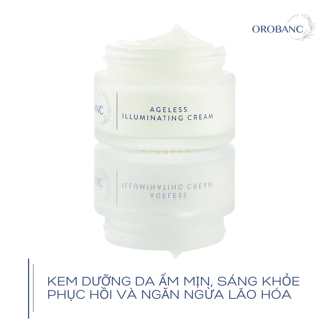 Kem dưỡng ẩm, phục hồi, sáng da và chống lão hóa - Orobanc Ageless Illuminating Cream 40GR