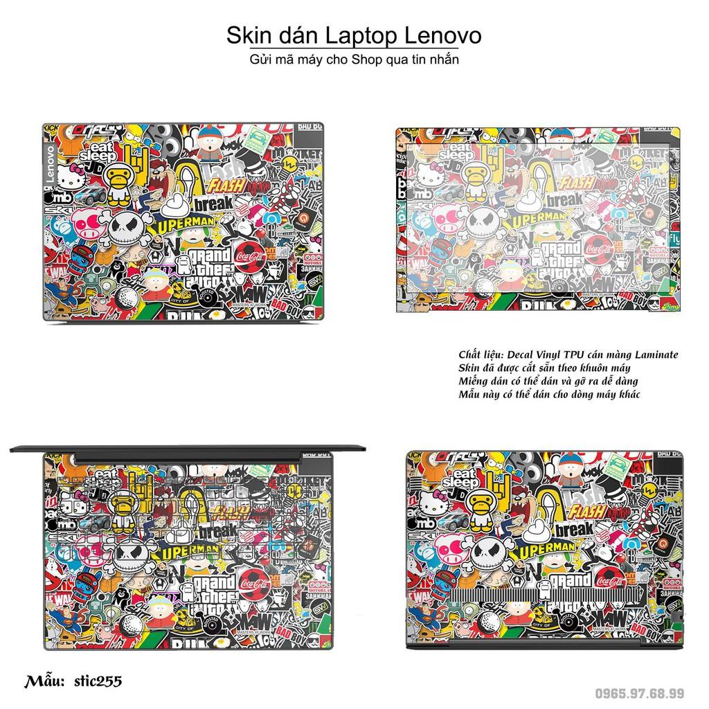 Skin dán Laptop Lenovo in hình sticker bomb (inbox mã máy cho Shop)