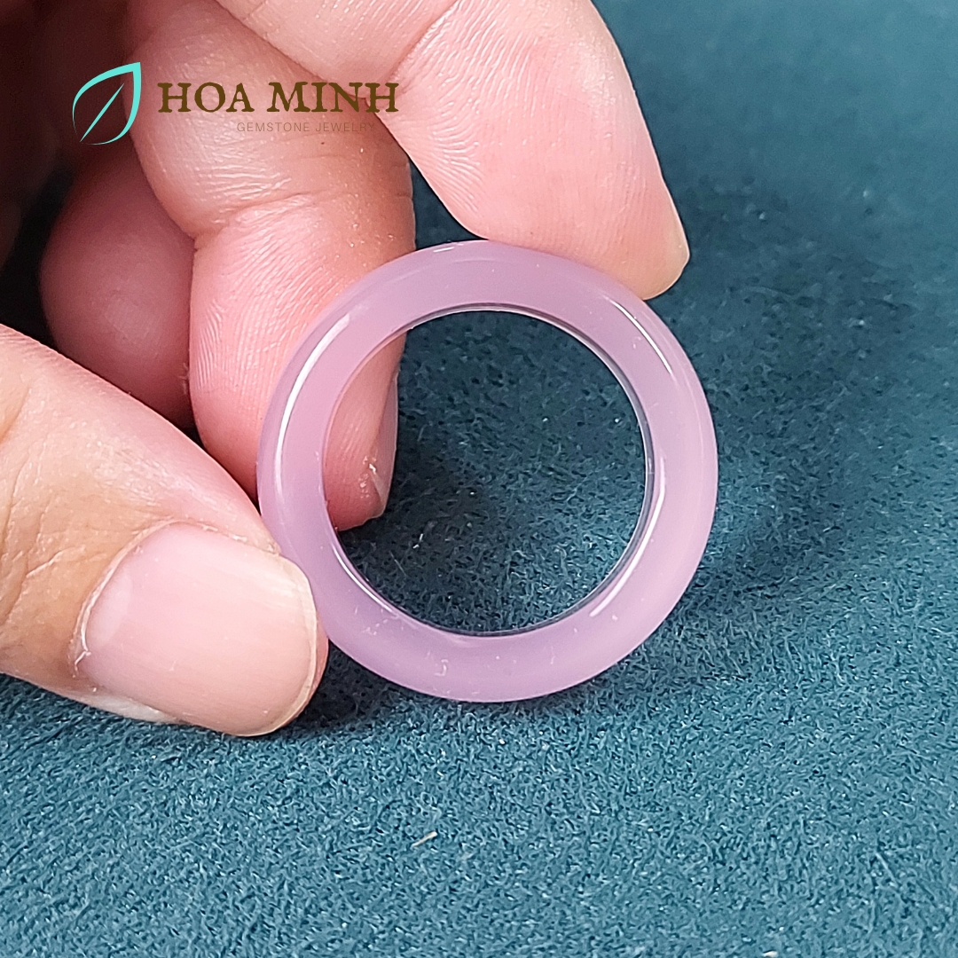 Nhẫn đá Mã Não hồng phớt dày nhẫn 8.8 li size lớn đường kính 19mm