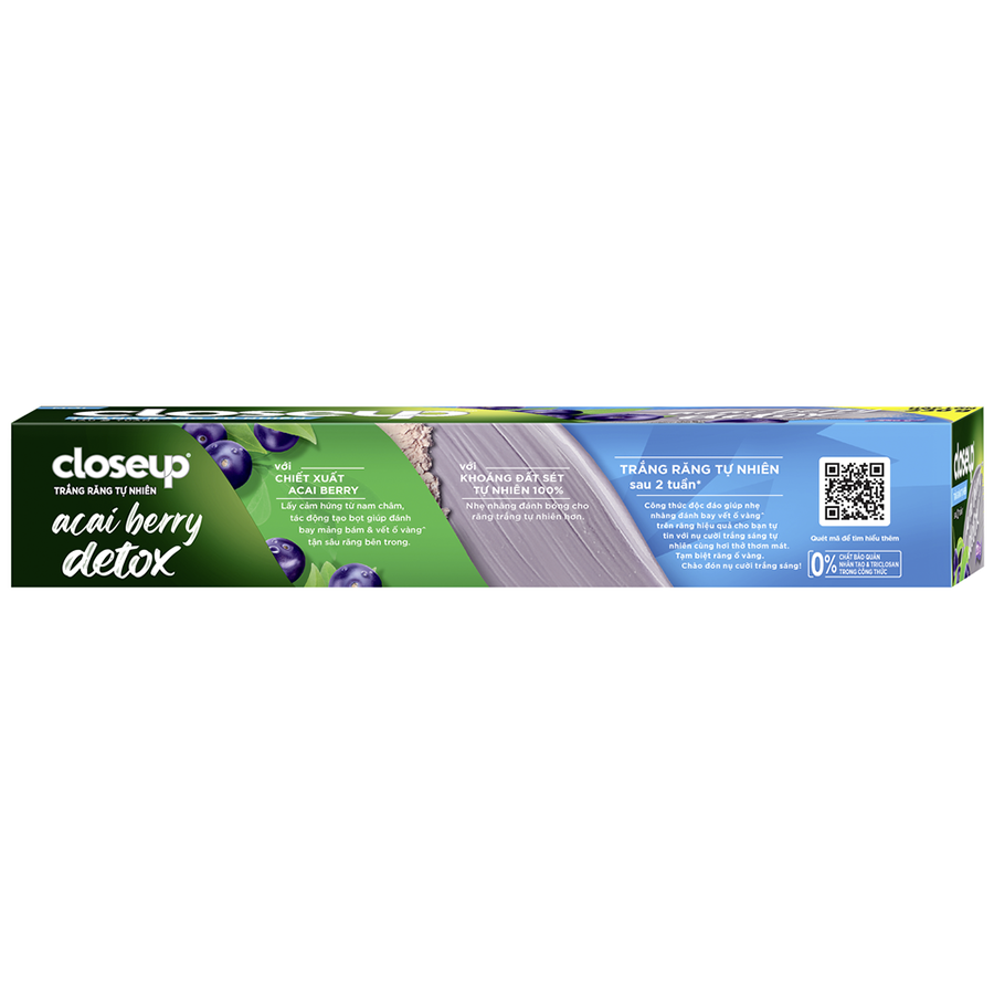 Combo 3 Kem đánh răng Closeup Trắng Răng Tự Nhiên Acai Berry detox 230 g
