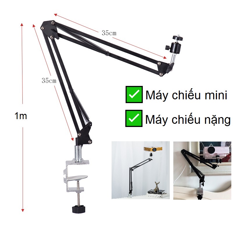 Giá đỡ máy chiếu xoay 360 gắn đầu giường chân đúc nguyên khối