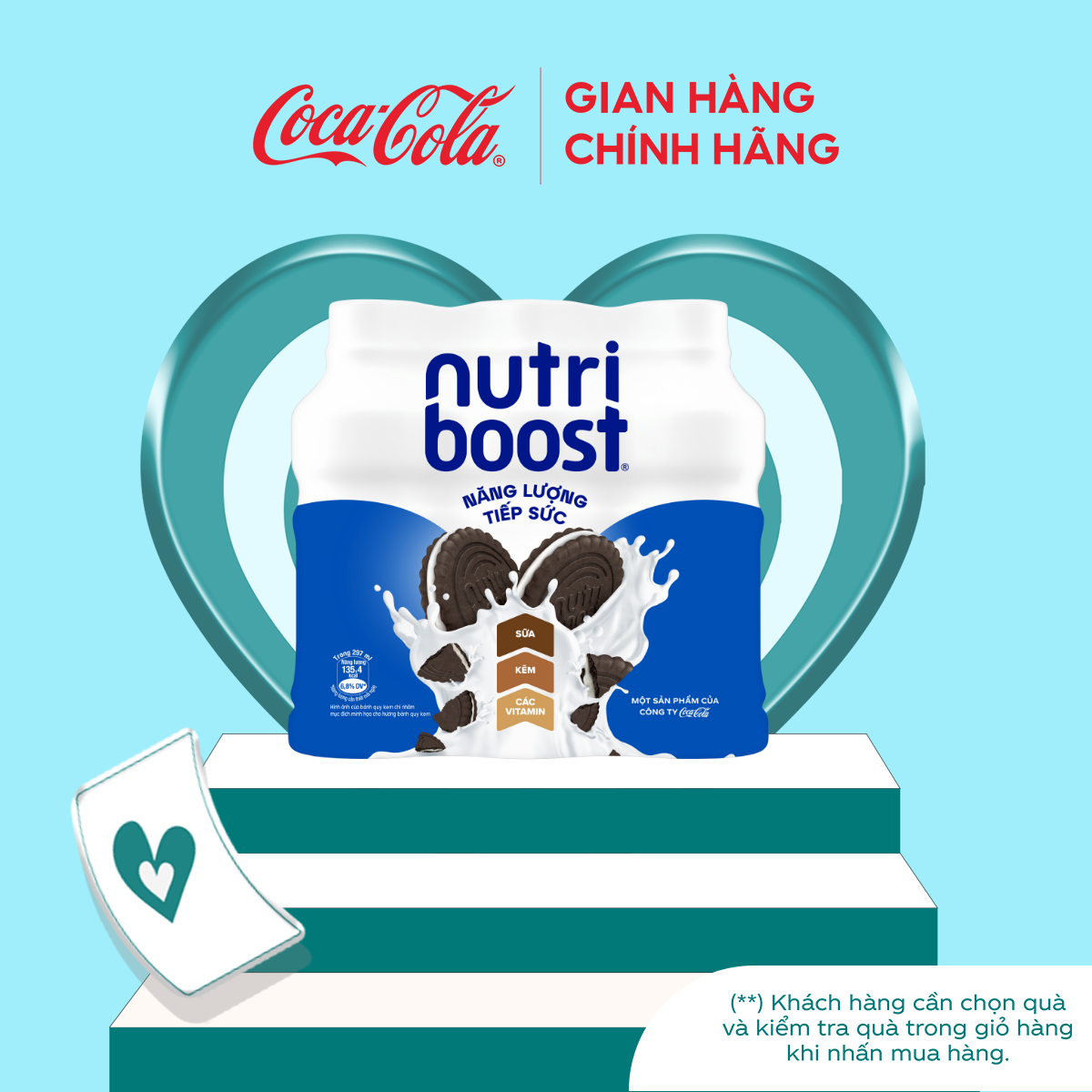 Lốc 6 Chai Thực phẩm bổ sung Nước uống sữa trái cây Nutriboost hương bánh quy kem 297ml/Chai Coca-Cola Official Store