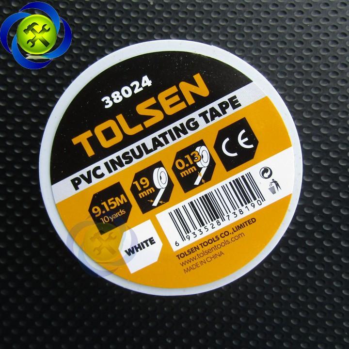Băng keo điện trắng Tolsen 38024 dài 9.15M dày 0.13mm bảng 19mm