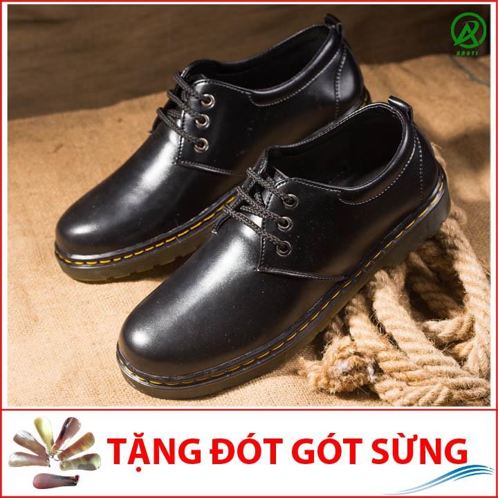 Giày Boot Nam Ngắn Cổ Da Trơn Đen Đế Có Khâu Chắc Chắn - M353-DEN- Kèm Đón Gót Sừng