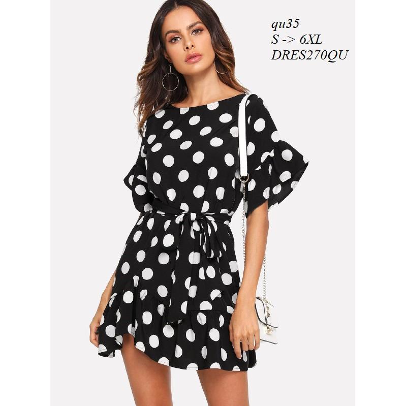 DRESS200 ĐẦM BI TAY LOE VẠT XÉO