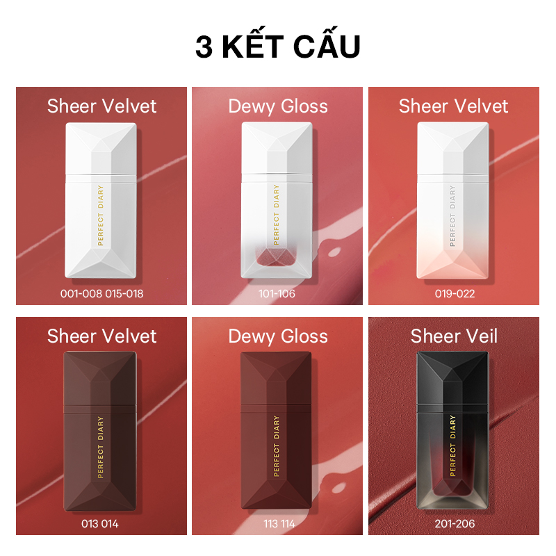 Son Kem Perfect Diary ReadMe Lip Sheer Velvet Chất Kem Nhung Lì Lâu Trôi Màu Sắc Tùy Chọn 4g