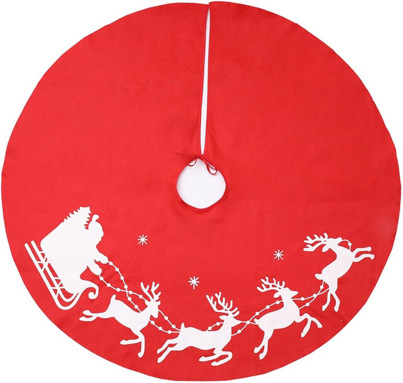 Thảm trải sàn cây thông Noel Váy cây không dệt Thảm cây thông Noel với chăn hình tròn hình tuần lộc màu đỏ cho cây thông Noel Váy cây thông Noel có hoa văn để trang trí cây thông Noel