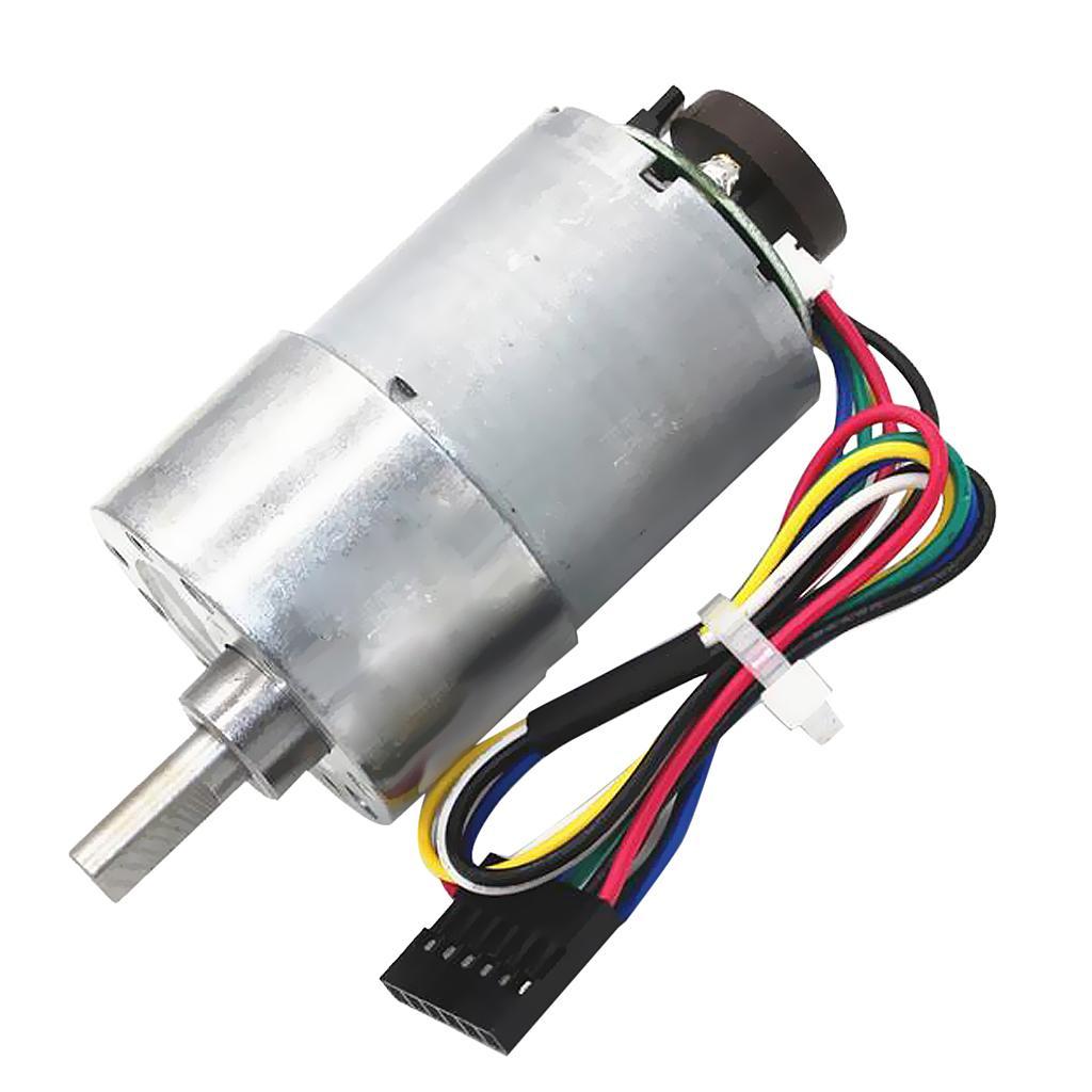 1PC DC12V Speed Reduction Gear DC Motor with Metal Encoder Coder 6-800rpm