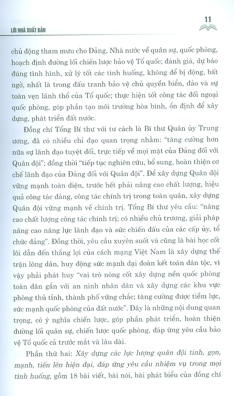 MỘT SỐ VẤN ĐỀ VỀ ĐƯỜNG LỐI QUÂN SỰ, CHIẾN LƯỢC QUỐC PHÒNG TRONG SỰ NGHIỆP XÂY DỰNG VÀ BẢO VỆ TỔ QUỐC VIỆT NAM XÃ HỘI CHỦ NGHĨA THỜI KỲ MỚI – Nguyễn Phú Trọng - NXB Chính Trị Quốc Gia Sự Thật.