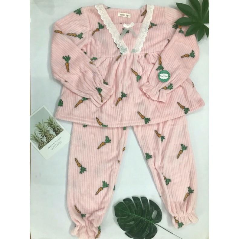Đồ Ngủ Tay Dài Thu Đông- Đồ Bộ Pijama Chất Liệu Nhung Tăm Cho Nữ Hàng Cao Cấp Xuất Hàn MSP446