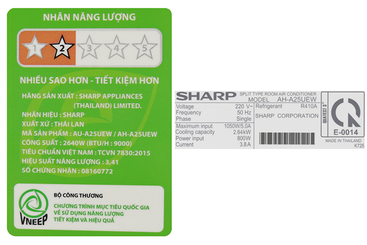 Máy Lạnh Sharp AH-A25UEW (1.0HP) - Hàng Chính Hãng