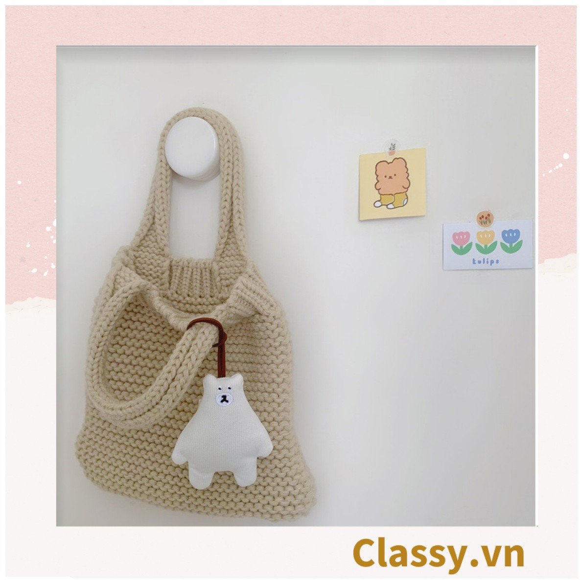 Classy Móc khóa mặt gấu nhiều màu, móc khóa điện thoại, sổ tay treo thẻ tên, buộc lên hành lý, treo lên xe PK1518