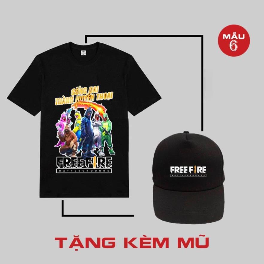 HÓT- BST Áo FREE FIRE mẫu HOT nhất️TẶNG KÈM MŨ FFÁo thun game in hình Free Fire cực chất / có size cho trẻ em