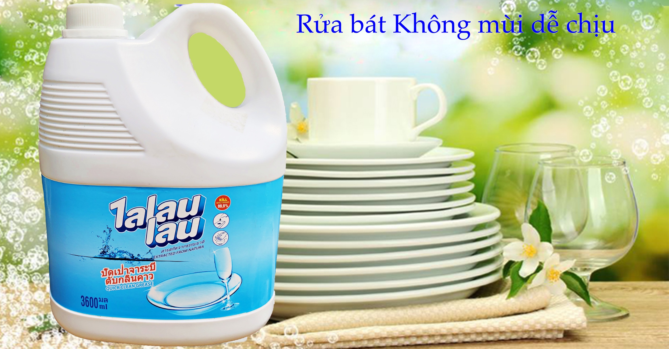 Nước Rửa Chén Công Nghệ Thái Lan Talaulau 3,6 lít không hại da tay