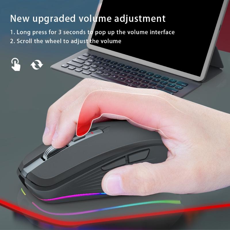 Q1JF Hai Chế Độ Không Dây BT5.1 + Quang USB Ergonomic 2.4G Quang Silent Chuột