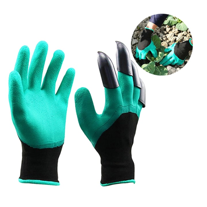 1 Bộ găng tay làm vườn chống thấm nước có móng vuốt dùng cào xới đất ( màu ngẫu nhiên)