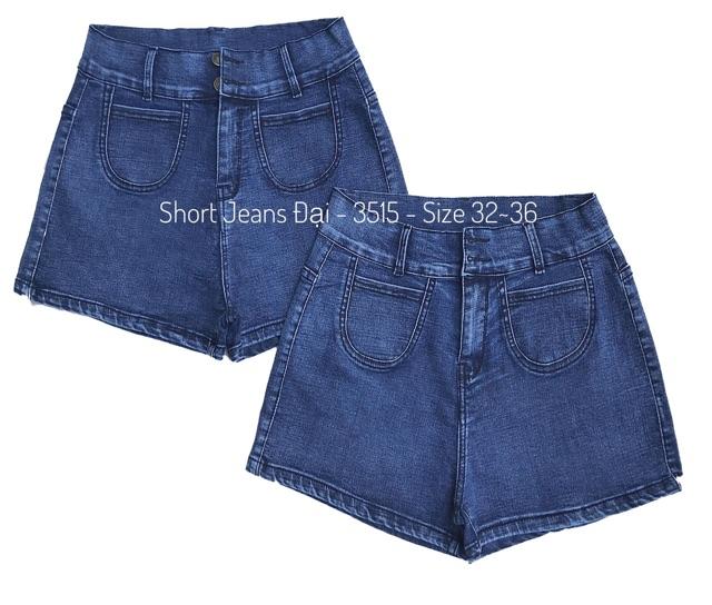 Quần short jean nữ Big Size lưng cao trên rốn, co dãn mạnh, lưng 2 nút phom rộng rãi dành cho người béo 60kg~90kg 3516