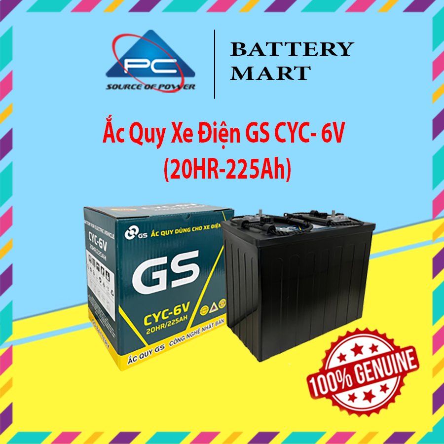 Ắc quy xe golf, ắc quy GS CYC-6V (6V-225AH), ắc quy xe điện du lịch