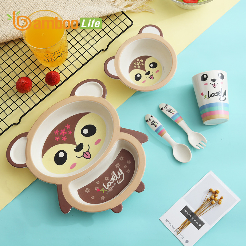 Set khay ăn dặm cho bé từ sợi tre Bamboo Life BL0A8 hàng chính hãng Dụng cụ ăn dặm cho bé Đồ dùng ăn dặm cho bé Bộ chén bát ăn dặm cho bé